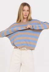 SLOANE COTTON BOXY PULLOVER - STONE COMBO