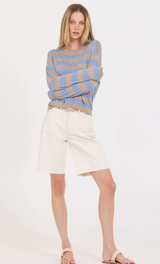 SLOANE COTTON BOXY PULLOVER - STONE COMBO