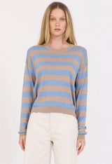 SLOANE COTTON BOXY PULLOVER - STONE COMBO