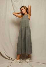 EVA SLUB JERSEY TIERED DRESS IN H. GREY