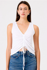 RUCHED SUMMER SHIRT IN WHITE