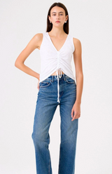 RUCHED SUMMER SHIRT IN WHITE