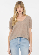 CAMILLE CASHMERE VNECKTEE IN STONE
