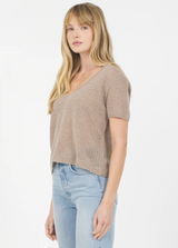CAMILLE CASHMERE VNECKTEE IN STONE