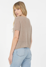 CAMILLE CASHMERE VNECKTEE IN STONE