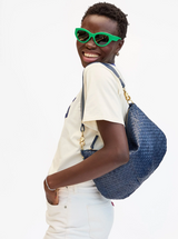 MOYEN MESSENGER IN BLEU MARINE WOVEN CHECKER