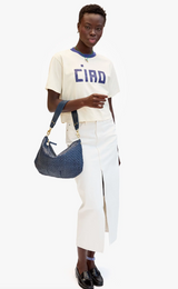 MOYEN MESSENGER IN BLEU MARINE WOVEN CHECKER