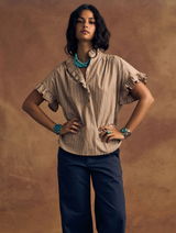 BRIE TOP IN TOFFEE STRIPE