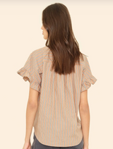 BRIE TOP IN TOFFEE STRIPE