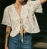 ROSALYN TIE FRONT TOP IN WHITE