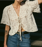 ROSALYN TIE FRONT TOP IN WHITE