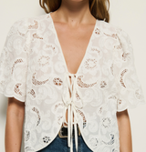 ROSALYN TIE FRONT TOP IN WHITE