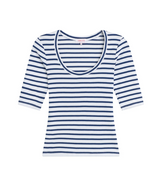 RIB HALF SLV SC0OP IN WHITE/BLUE