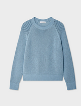 FINE COTTON BOUCLE MESH SWEATSHIRT IN BLUE MARL