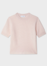 CASHMERE ELBOW SLEEVE CARDIGAN IN PINK SAND