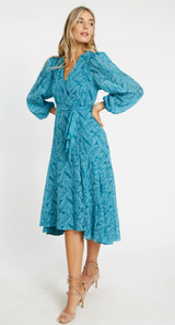 MOON TEAL LEAF BURNOUT MAXI