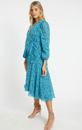 MOON TEAL LEAF BURNOUT MAXI
