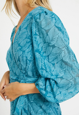 MOON TEAL LEAF BURNOUT MAXI