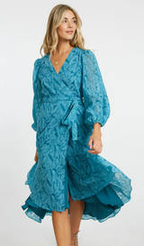 MOON TEAL LEAF BURNOUT MAXI