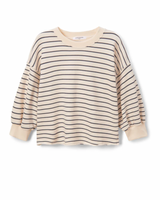 NIALL FLEECE PULLOVER IN NATURAL/NAVY STRIPE