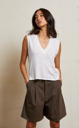LUCY S/S TEE IN POLY LINEN - NATURAL