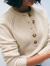 CASHMERE LUXE HENLEY IN NATURAL HEATHER