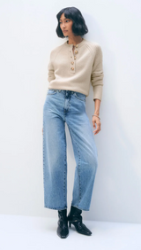 CASHMERE LUXE HENLEY IN NATURAL HEATHER