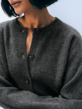 CASHMERE WAFFLE CARDIGAN IN NATURAL HEATHER