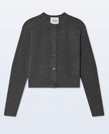 CASHMERE WAFFLE CARDIGAN IN NATURAL HEATHER