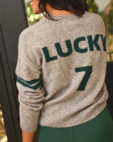 LUCKY 7 V-NECK INTARSIA SWEATER
