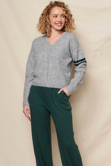 LUCKY 7 V-NECK INTARSIA SWEATER