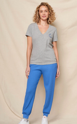 V-NECK TEE - MOON EMBROIDERY