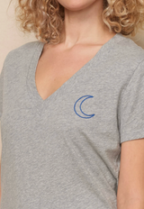 V-NECK TEE - MOON EMBROIDERY