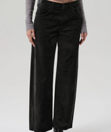 AYLA BAGGY IN VELVET OLIVE LEAF