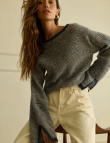 WILLOW PULLOVER SWEATER IN GREENWICH NAVY STRIPE