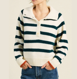 JUNEAU SWEATER IN TEAL STRIPE