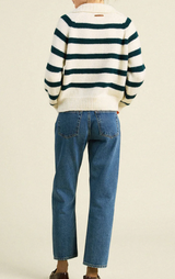 JUNEAU SWEATER IN TEAL STRIPE