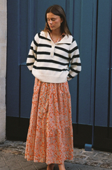 JUNEAU SWEATER IN TEAL STRIPE