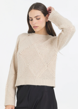 AGNES CREWNECK IN SAND COMBO