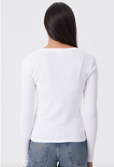 COTTON RIB L/S W/ VNECK BUTTONS