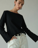 TAVIN TIE BACK TOP IN BLACK