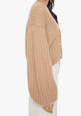 THE PUFFY SLEEVE VARSITY CARDI IN COTTON CANDY