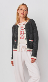 RAGLAN CARDIGAN SWEATER W/ CONTRAST TIPPING