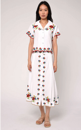 BERRI MIDI SKIRT IN MAY MORRIS EMBROIDERY