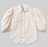 ANYA PUFF SLEEVE W/FRONT PLEAST IN SAND MICRO