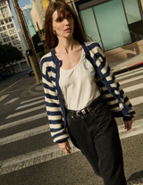 TESSA CARDIGAN IN MARINE STRIPE