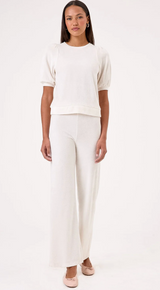 VELOUR FLARE PANT IN WHITE SAND
