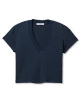 JADA WAFFLE VNECK TEE IN NAVY