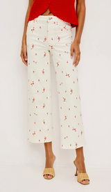 Getty Crop Wide Leg Ecru Romantic Floral
