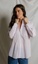 AVALON COTTON POPLIN SLIM FIT BUTTOWN DOWN IN ULTRAVIOLET STRIPE